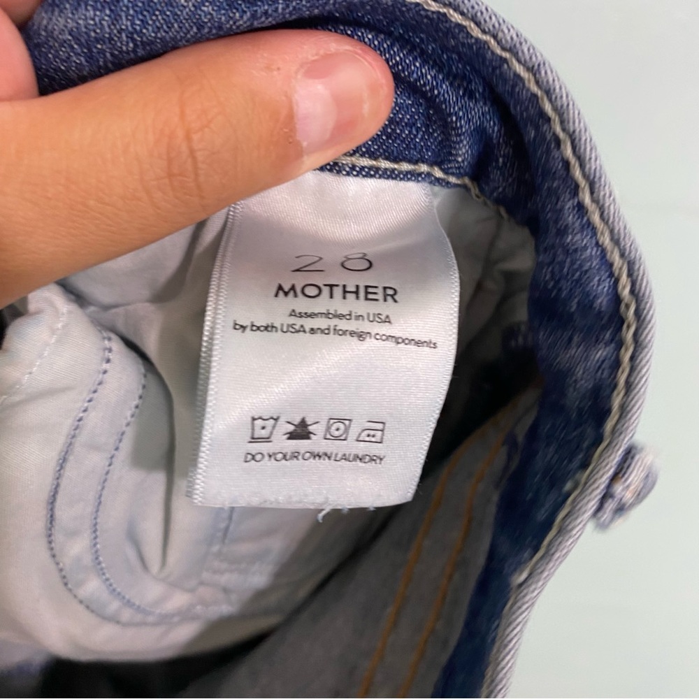 MOTHER Cropped Distressed Blue Jeans - Picture 7 of 8